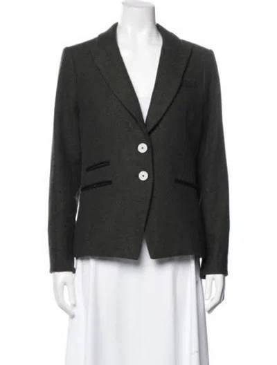 Pre-owned Veronica Beard Tweed Pattern Blazer In Green