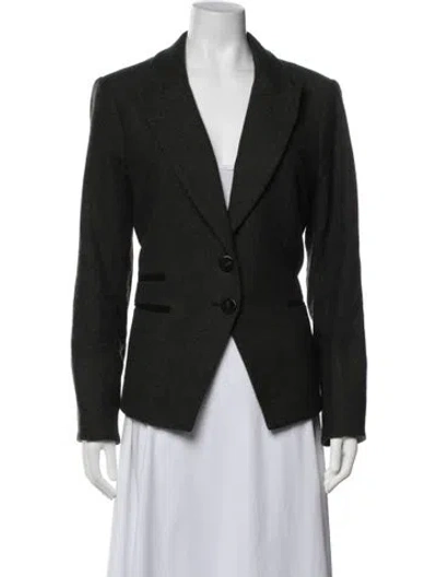 Pre-owned Veronica Beard Tweed Pattern Blazer In Green
