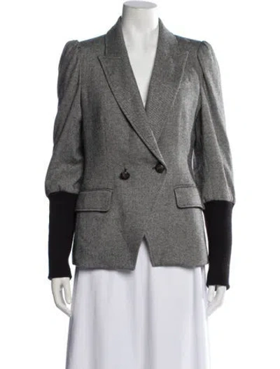 Pre-owned Veronica Beard Tweed Pattern Blazer In Grey