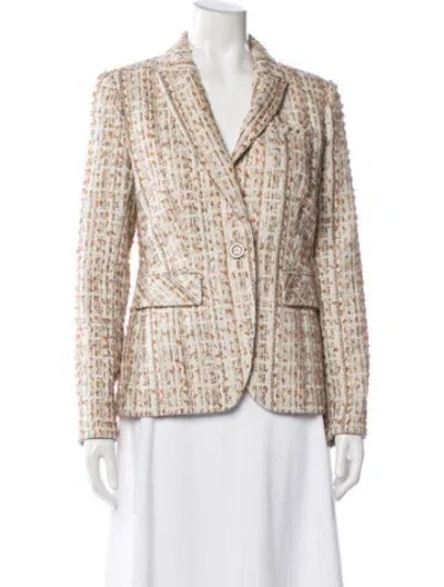 Pre-owned Veronica Beard Tweed Pattern Blazer In Metallic/neutrals