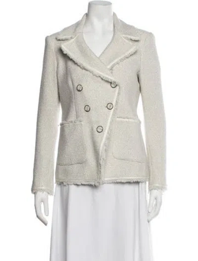 Pre-owned Veronica Beard Tweed Pattern Blazer In Metallic/neutrals