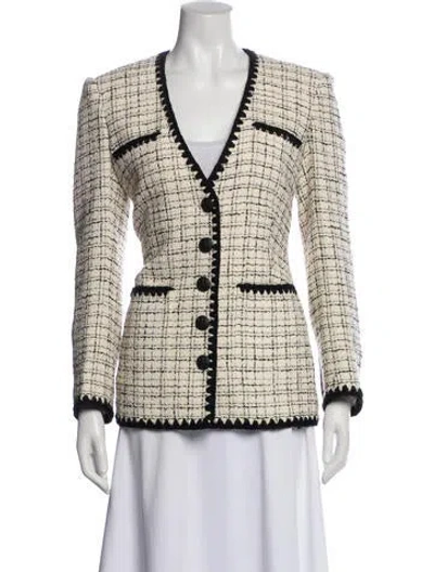 Pre-owned Veronica Beard Tweed Pattern Blazer In Neutral