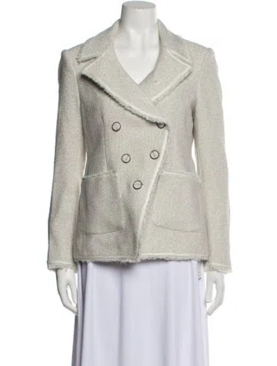 Pre-owned Veronica Beard Tweed Pattern Blazer In Neutral