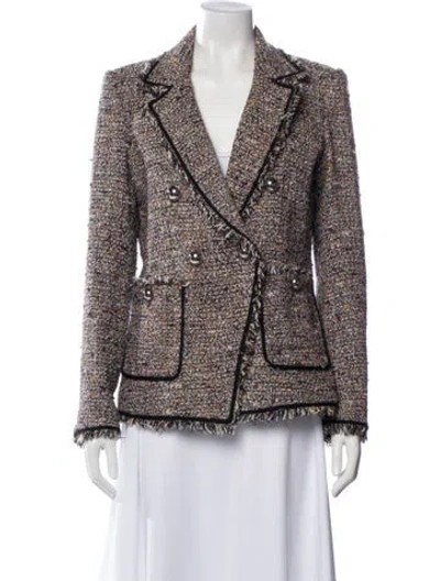 Pre-owned Veronica Beard Tweed Pattern Blazer In Neutral