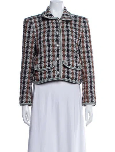 Pre-owned Veronica Beard Tweed Pattern Blazer In Neutral