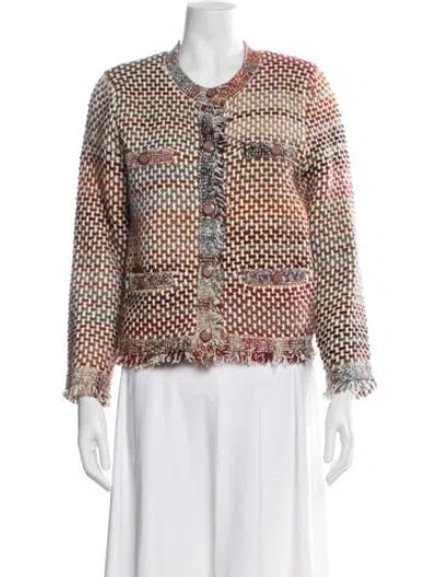 Pre-owned Veronica Beard Tweed Pattern Blazer In Neutral