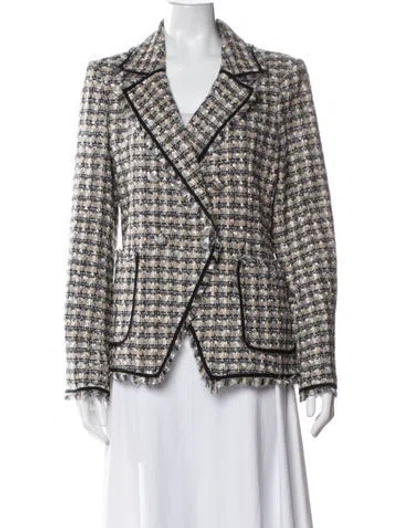 Pre-owned Veronica Beard Tweed Pattern Blazer In Neutral