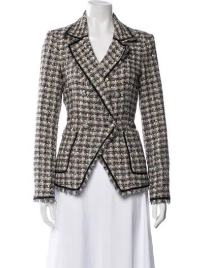 Pre-owned Veronica Beard Tweed Pattern Blazer In Neutral