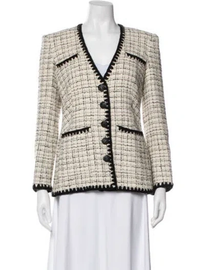 Pre-owned Veronica Beard Tweed Pattern Blazer In Neutral