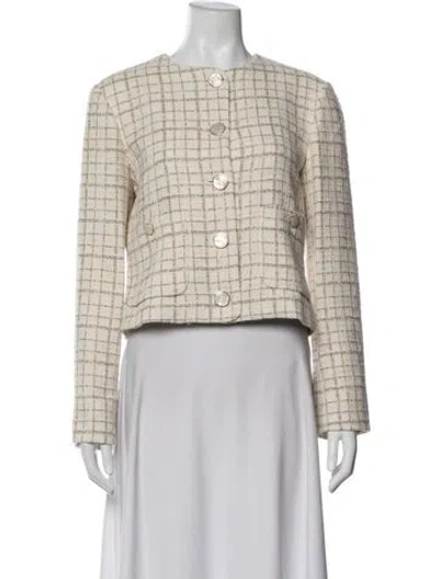 Pre-owned Veronica Beard Tweed Pattern Blazer In Neutrals