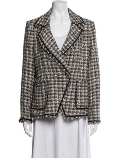 Pre-owned Veronica Beard Tweed Pattern Blazer In Neutrals