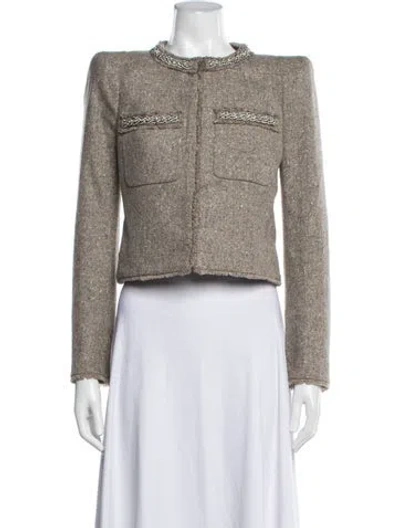 Pre-owned Veronica Beard Tweed Pattern Blazer In Neutrals