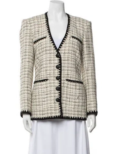 Pre-owned Veronica Beard Tweed Pattern Blazer In Neutrals