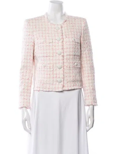 Pre-owned Veronica Beard Tweed Pattern Blazer In Pink