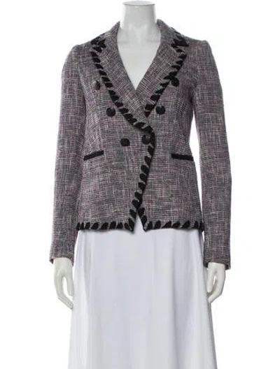 Pre-owned Veronica Beard Tweed Pattern Blazer In Purple