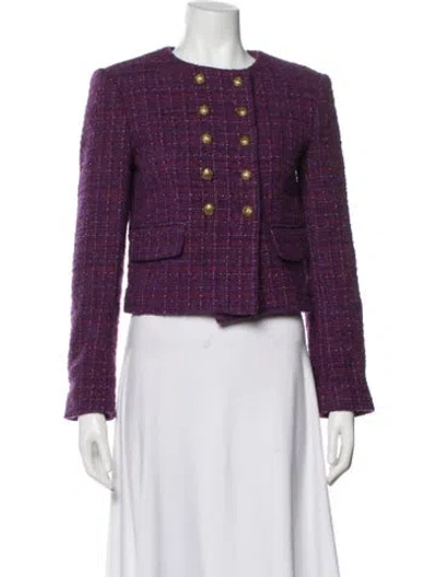 Pre-owned Veronica Beard Tweed Pattern Blazer In Purple