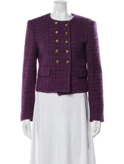 Pre-owned Veronica Beard Tweed Pattern Blazer In Purple
