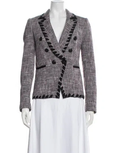 Pre-owned Veronica Beard Tweed Pattern Blazer In Purple