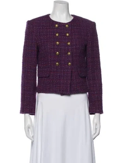 Pre-owned Veronica Beard Tweed Pattern Blazer In Purple