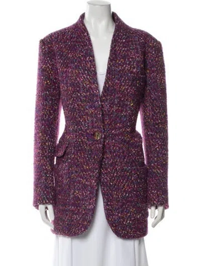 Pre-owned Veronica Beard Tweed Pattern Blazer In Purple