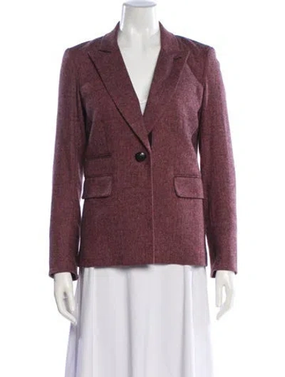 Pre-owned Veronica Beard Tweed Pattern Blazer In Red
