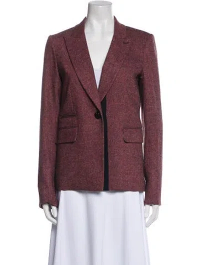 Pre-owned Veronica Beard Tweed Pattern Blazer In Red