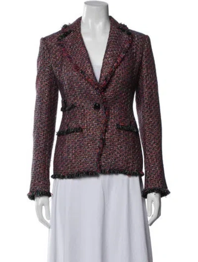 Pre-owned Veronica Beard Tweed Pattern Blazer In Red