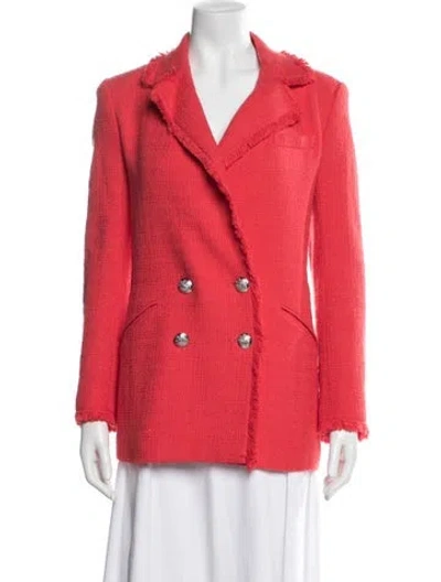 Pre-owned Veronica Beard Tweed Pattern Blazer In Red