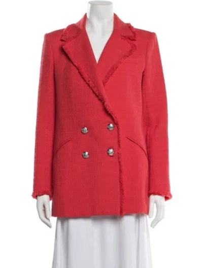 Pre-owned Veronica Beard Tweed Pattern Blazer In Red