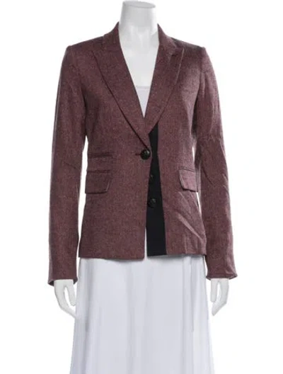 Pre-owned Veronica Beard Tweed Pattern Blazer In Red