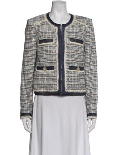 Pre-owned Veronica Beard Tweed Pattern Blazer W/ Tags In Blue/neutrals