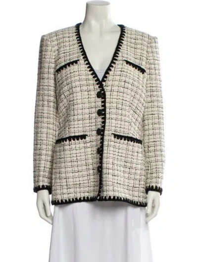 Pre-owned Veronica Beard Tweed Pattern Blazer W/ Tags In Neutral