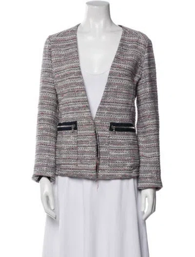 Pre-owned Veronica Beard Tweed Pattern Blazer In White