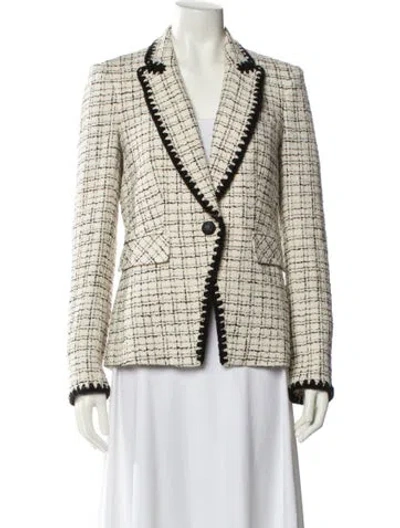 Pre-owned Veronica Beard Tweed Pattern Blazer In White