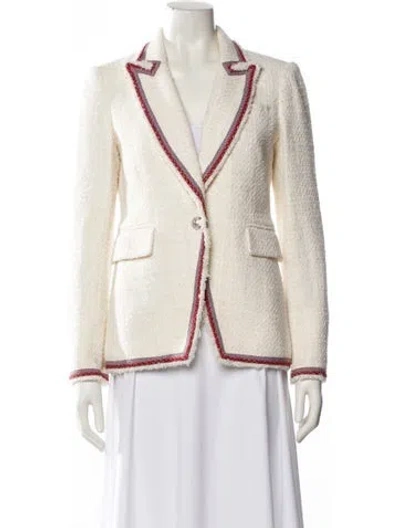 Pre-owned Veronica Beard Tweed Pattern Blazer In White
