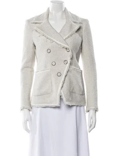 Pre-owned Veronica Beard Tweed Pattern Blazer In White