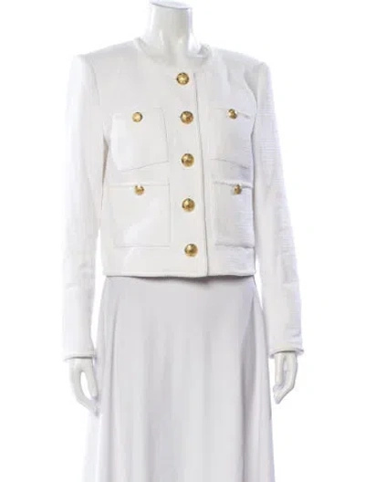 Pre-owned Veronica Beard Tweed Pattern Blazer In White