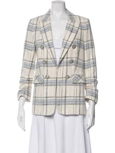 Pre-owned Veronica Beard Tweed Pattern Blazer In White