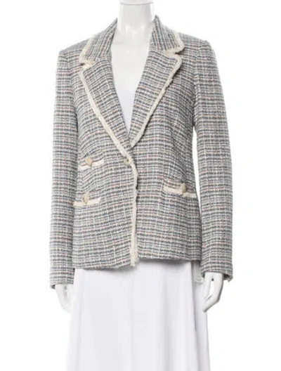 Pre-owned Veronica Beard Tweed Pattern Blazer In White