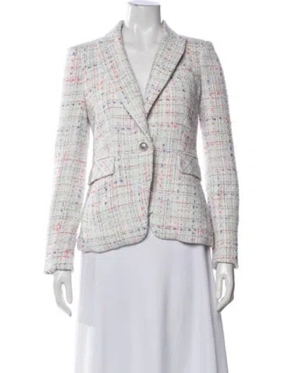 Pre-owned Veronica Beard Tweed Pattern Blazer In White