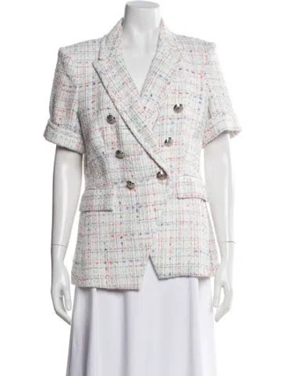 Pre-owned Veronica Beard Tweed Pattern Blazer In White