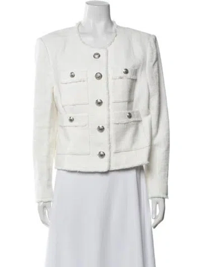 Pre-owned Veronica Beard Tweed Pattern Blazer In White