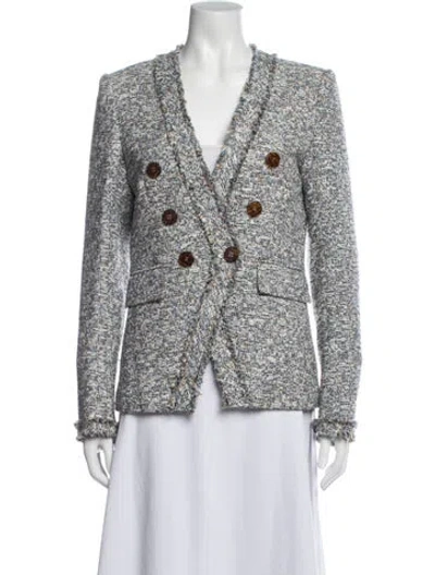 Pre-owned Veronica Beard Tweed Pattern Blazer In White