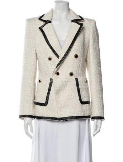 Pre-owned Veronica Beard Tweed Pattern Blazer In White
