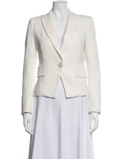 Pre-owned Veronica Beard Tweed Pattern Blazer In White