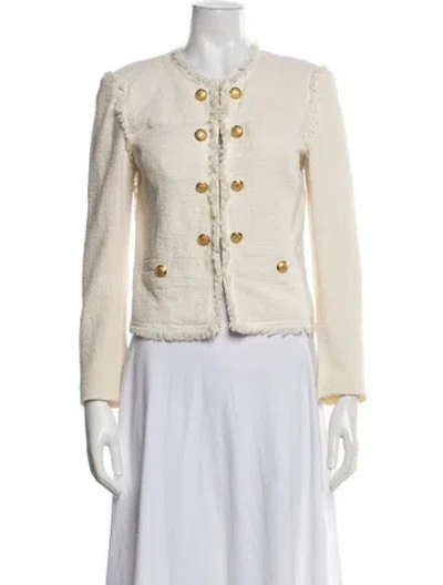 Pre-owned Veronica Beard Tweed Pattern Blazer In White