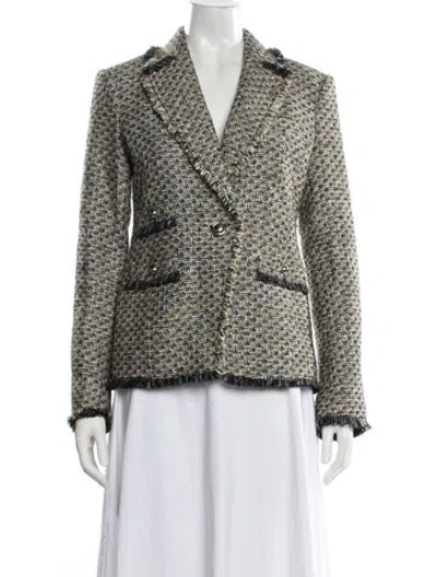 Pre-owned Veronica Beard Tweed Pattern Blazer In Yellow