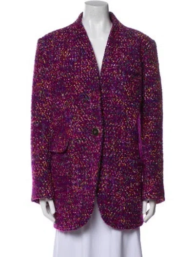 Pre-owned Veronica Beard Tweed Pattern Coat In Purple