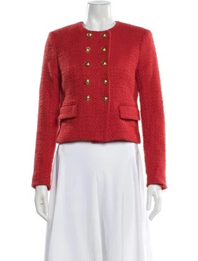 Pre-owned Veronica Beard Tweed Pattern Coat In Red