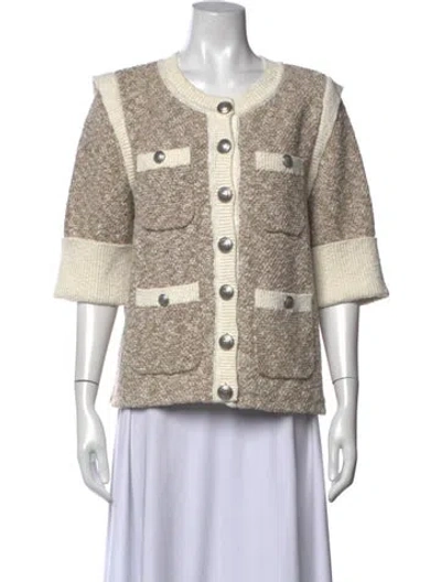 Pre-owned Veronica Beard Tweed Pattern Crew Neck Sweater In Neutrals